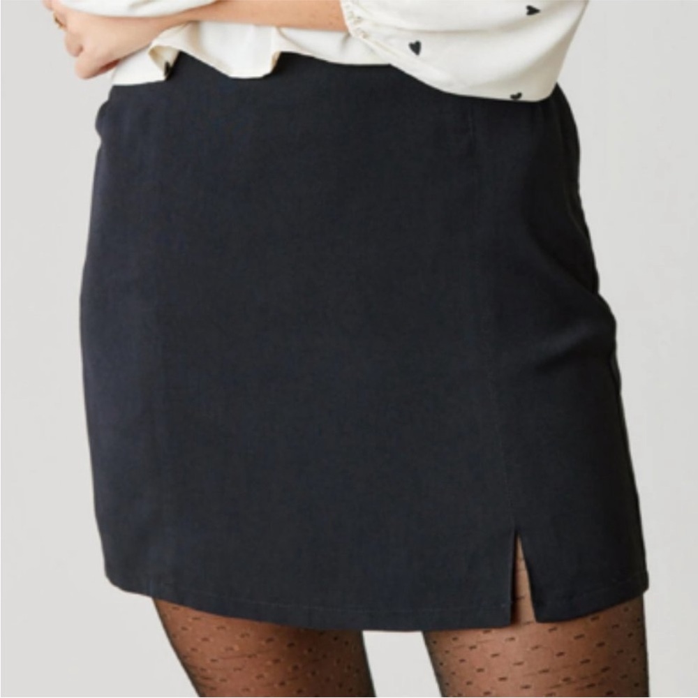 Francesca's Mi Ami Side Slit Black Y2K Cotton Mini Skirt with Zipper S